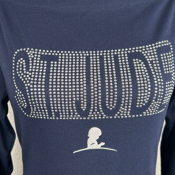 The Limited Blue Silver Stud Special Edition Saint Jude 3/4 Sleeve Top Size S - Picture 2 of 6